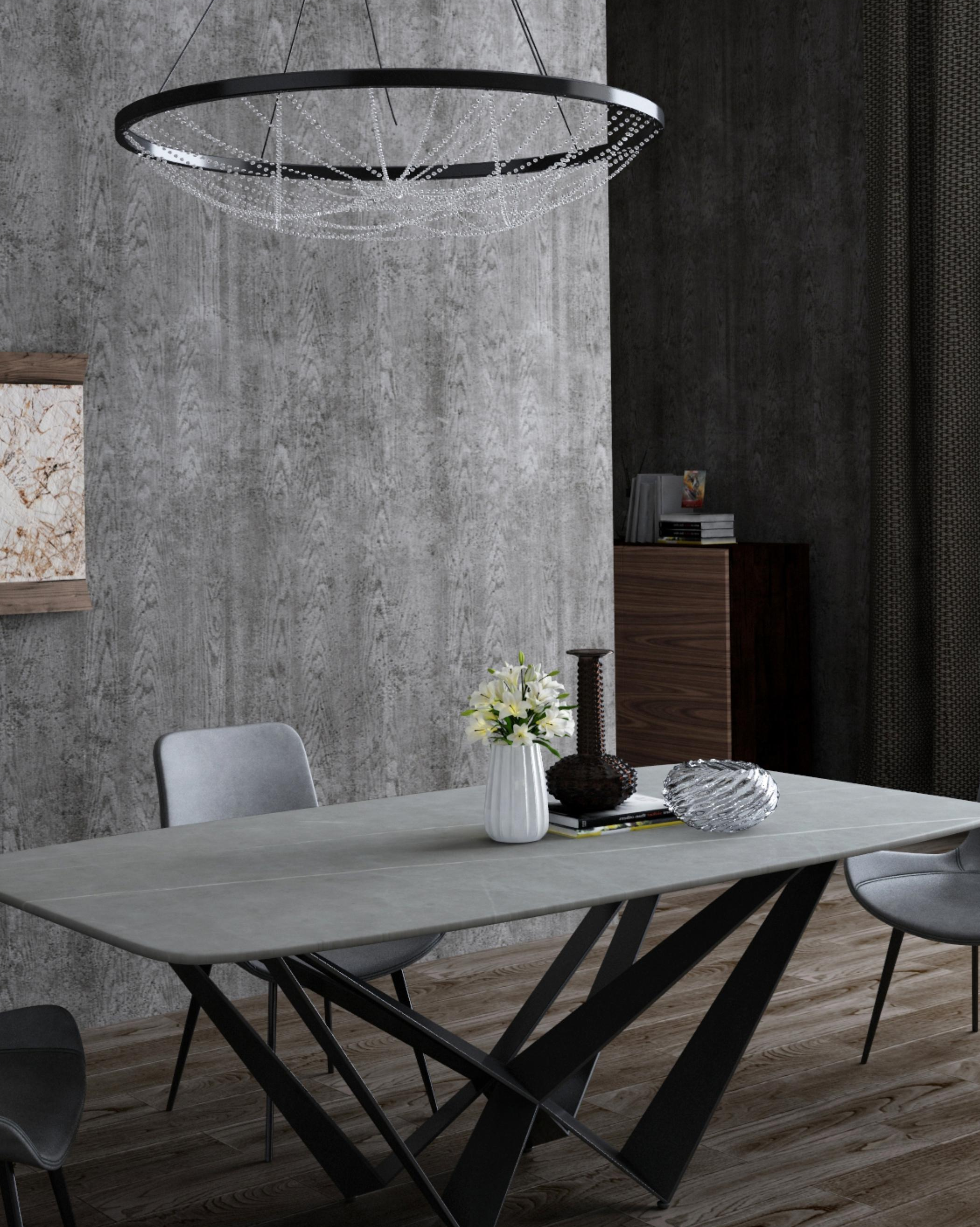Sintered stone dining table in an interior application study